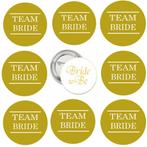 9 Buttons Bride to Be en Team Bride wit en goud, Hobby en Vrije tijd, Feestartikelen, Verzenden, Nieuw, Feestartikel, Geboorte of Huwelijk