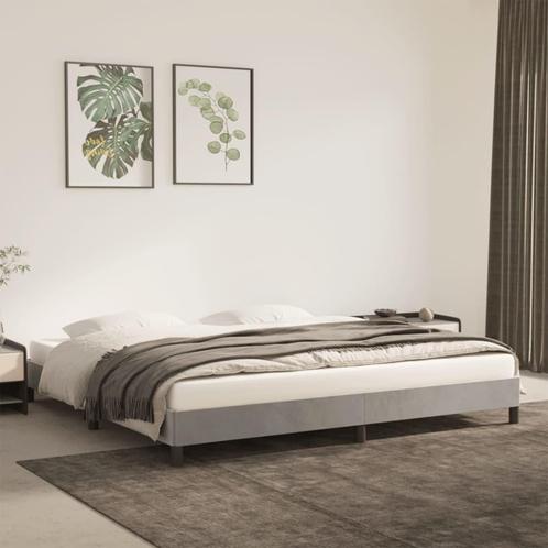 Bedframe 200x200 Fluweel Lichtgrijs - Retourdeal! 35% Kor..., Huis en Inrichting, Slaapkamer | Bedden, Overige maten, 200 cm, Grijs