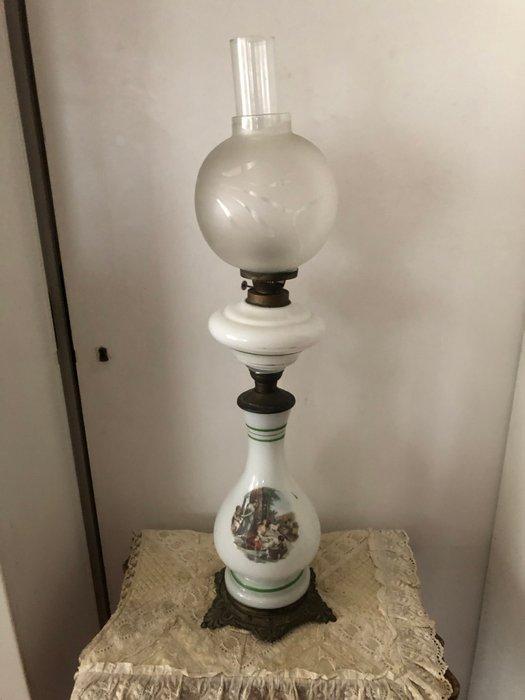 Petroleumlamp - Messing, Brons, Kerosine lamp uit eind 1800,, Antiek en Kunst, Curiosa en Brocante