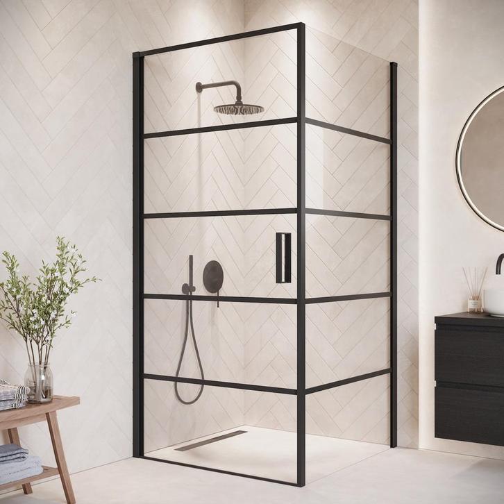 Douchecabine Alava 90 x 90 x 190cm Zwart strepen Douchewand, Doe-het-zelf en Verbouw, Sanitair, Nieuw, Douche, Verzenden