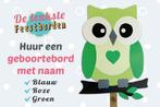Geboortebord Groene uil op tak huren voor jongen of meisje, Kinderen en Baby's, Kraamcadeaus en Geboorteborden, Ophalen, Zo goed als nieuw