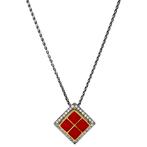 Witgouden collier met hanger met bloedkoraal en diamant 18, Ophalen of Verzenden, Nieuw