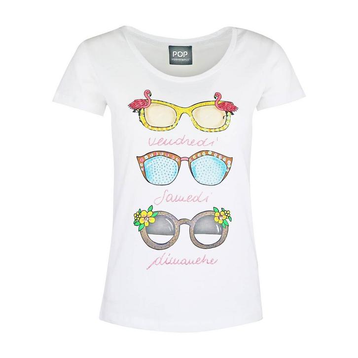 Verysimple • wit t-shirt zonnebrillen • XS (IT40), Kleding | Dames, Tops, Wit, Nieuw, Maat 34 (XS) of kleiner, Verzenden