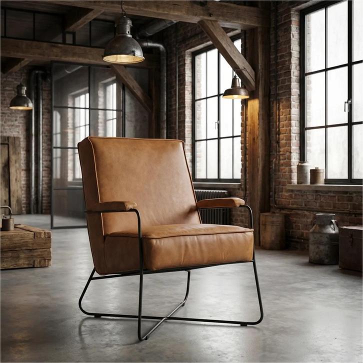 Leren fauteuil Hope, Huis en Inrichting, Fauteuils, 50 tot 75 cm, 75 tot 100 cm, Nieuw, Leer, Ophalen of Verzenden