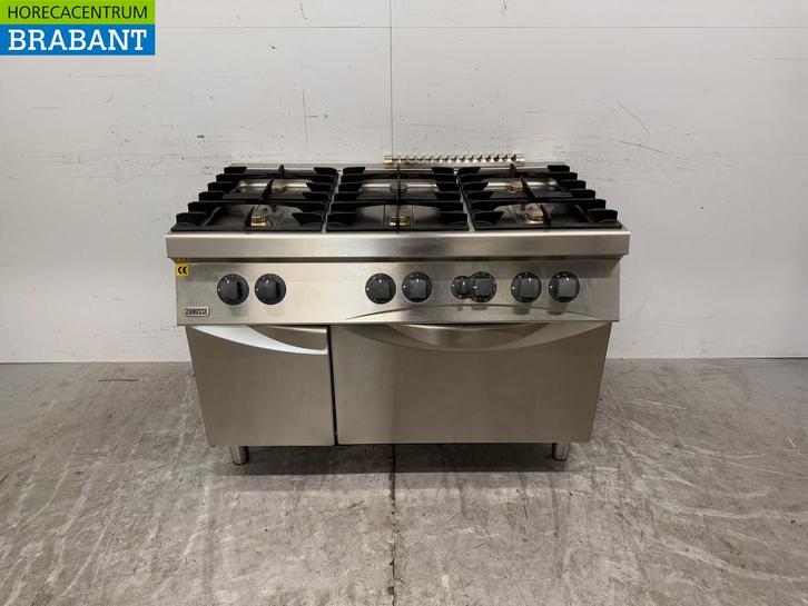 RVS Zanussi 6 Pits Fornuis met Oven 3 x 2/1 GN GAS Horeca, Zakelijke goederen, Horeca | Keukenapparatuur, Gebruikt, Ophalen of Verzenden