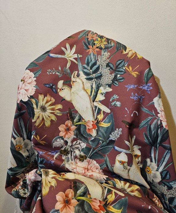 Exclusief stof Parrots Paradise met papegaaien - artistiek, Antiek en Kunst, Antiek | Kleden en Textiel