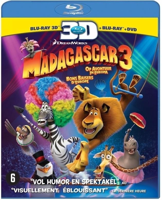 Madagascar 3 3D (3D & 2D Blu-ray + DVD) (Blu-ray), Cd's en Dvd's, Blu-ray, Gebruikt, Verzenden