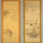 Fox and Raccoon Dog under Moonlit Night - Mori Tetsuzan