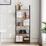 Vintage Design 5-Laags Boekenkast – Vintage Hout en Zwart, Met plank(en), Verzenden, Nieuw, 50 tot 100 cm