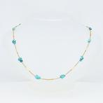 Halsketting - 18 karaat Geel goud - Turkoois, Sieraden, Tassen en Uiterlijk, Kettingen, Nieuw