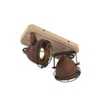 Smart spot roestbruin met hout incl. 2 wifi GU10 - Gina, Nieuw, Overige materialen, Industrieel