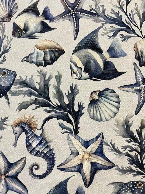 Prachtige stof met mediterraans kustdecor - Textiel - 300 cm, Antiek en Kunst, Antiek | Kleden en Textiel