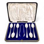 Antique boxed set of 6 sterling silver teaspoons and, Antiek en Kunst, Antiek | Goud en Zilver