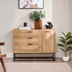 Sideboard Lavangen commode 75x100x35 cm eikenkleurig en zwar, Verzenden, Nieuw