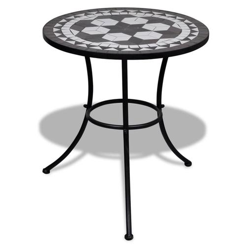 vidaXL Bistrotafel 60 cm mozaïek zwart en wit, Tuin en Terras, Tuintafels, Nieuw, Verzenden