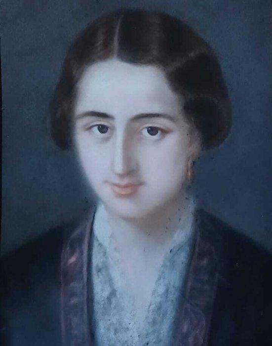 Escuela Colonial (XIX) - NO RESERVE - Retrato de dama, Antiek en Kunst, Kunst | Schilderijen | Klassiek