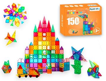 PLAY IT Magnetic Tiles 150 stuks - Magnetisch Speelgoed beschikbaar voor biedingen