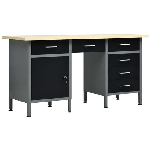 vidaXL Werkbank 160x60x85 cm staal zwart, Doe-het-zelf en Verbouw, Werkbanken, Nieuw, Verzenden