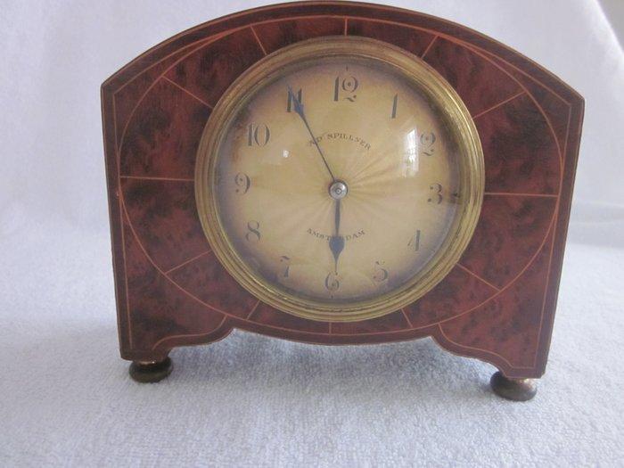 Mahonie Tafelklok Ad Spllner Amsterdam uurwerk SRFA made in, Antiek en Kunst, Antiek | Klokken