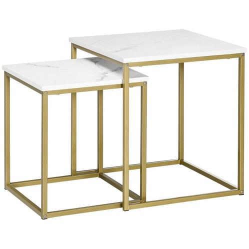TRUUSK Salontafel Set - Bijzettafel Koffietafel Set - Stalen, Huis en Inrichting, Tafels | Salontafels, Nieuw, Verzenden