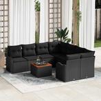 vidaXL Tuin Sofa Set 9 pcs Zwart, Tuin en Terras, Verzenden, Nieuw, Rotan