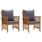 vidaXL Tuinstoelen 2 st met kussens massief acaciahout, Tuin en Terras, Tuinstoelen, Verzenden, Nieuw, Hout