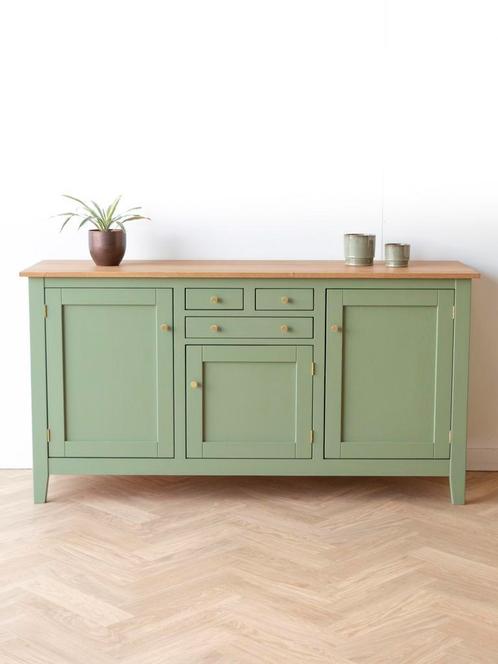 Groen dressoir | lichtgroen | kast | eiken | Vavivo, Huis en Inrichting, Kasten | Dressoirs, 150 tot 200 cm, 50 tot 75 cm, Met lade(s)