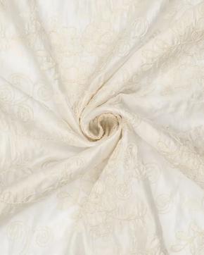 Tencel Broderie Bloemen Gebroken Wit, Hobby en Vrije tijd, Stoffen en Lappen, Wit, Nieuw