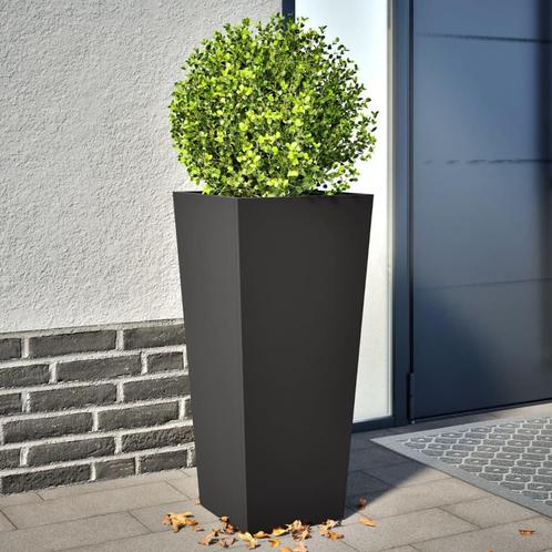vidaXL Plantenbakken 2 st 35x35x75 cm staal zwart, Tuin en Terras, Bloembakken en Plantenbakken, Nieuw, Metaal, Verzenden