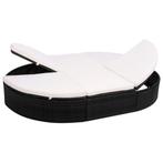 vidaXL Loungebed met kussen poly rattan zwart, Tuin en Terras, Verzenden, Nieuw