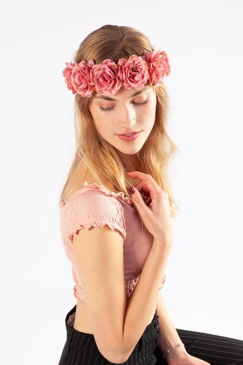 Rozenkrans Rozen Oudroze Bloemenkrans Haar Roosjes Bloemen H, Kleding | Dames, Carnavalskleding en Feestkleding, Accessoires, Nieuw