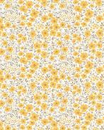 Percale Katoen Bloemetjes Geel/Wit, Nieuw, Wit
