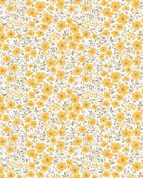 Percale Katoen Bloemetjes Geel/Wit, Hobby en Vrije tijd, Stoffen en Lappen, Wit, Nieuw