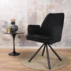 Eetkamerstoel met armleuning  Velvet Zwart - Armstoel, Huis en Inrichting, Stoelen, Ophalen of Verzenden, Nieuw, Zwart