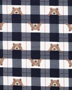 Flanel Katoen Ruit Beren Marine Blauw, Hobby en Vrije tijd, Stoffen en Lappen, Nieuw, Blauw