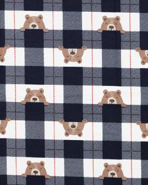 Flanel Katoen Ruit Beren Marine Blauw, Hobby en Vrije tijd, Stoffen en Lappen, Blauw, Nieuw