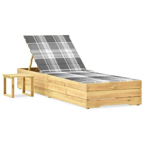 vidaXL Ligbed met tafeltje en kussen geïmpregneerd, Tuin en Terras, Ligbedden, Nieuw, Verzenden