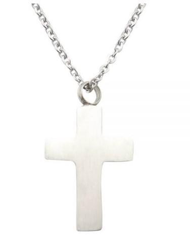 Assieraad, ashanger rvs kruis plat, Sieraden, Tassen en Uiterlijk, Kettinghangers, Zilver, Nieuw, Kruis of Symbool, Overige materialen