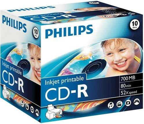Philips CD-R 700 MB Inkjet Printable jewel case 10 stuks, Computers en Software, Beschrijfbare discs, Nieuw, Verzenden