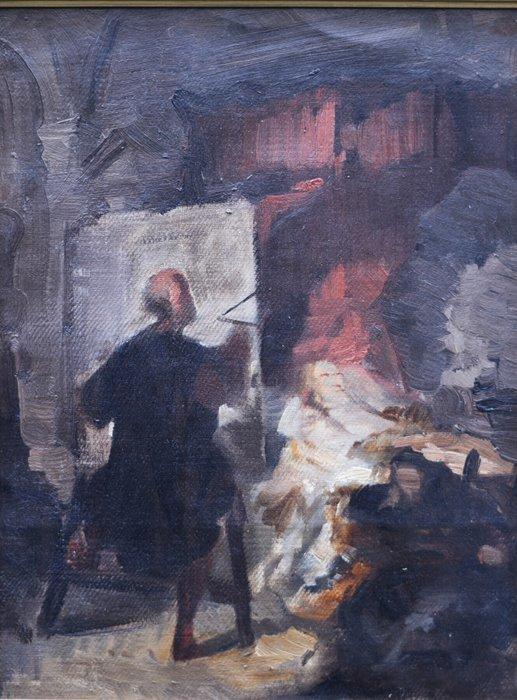 Antonio Puccinelli (1822-1897) - Lo studio del pittore -, Antiek en Kunst, Kunst | Schilderijen | Klassiek