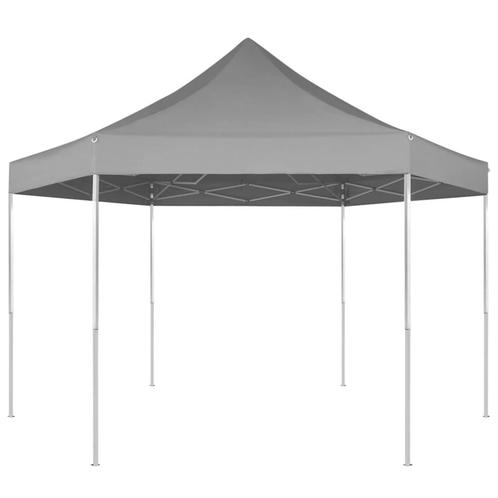 vidaXL Partytent pop-up zeshoekig inklapbaar 3,6x3,1 m grijs, Tuin en Terras, Partytenten, Partytent, Nieuw, Verzenden