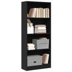 vidaXL Boekenkast 60x24x143 cm bewerkt hout zwart, Huis en Inrichting, Kasten | Boekenkasten, Verzenden, Nieuw, Overige houtsoorten