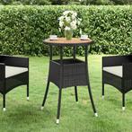 vidaXL Tuintafel Ø60x75 cm acaciahout en poly rattan zwart, Tuin en Terras, Verzenden, Nieuw