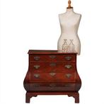 Kleine  Haagse commode in mahonie  3-zijdig gebogen met 4 la, Ophalen of Verzenden