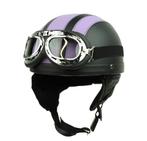 Vintage zwart - paars leren pothelm, Motoren, Kleding | Motorhelmen, Verzenden, Nieuw met kaartje