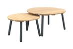 Mindo alu/teak ronde loungetafel set - Antraciet, Tuin en Terras, Tuinsets en Loungesets, Verzenden, Nieuw, Hout