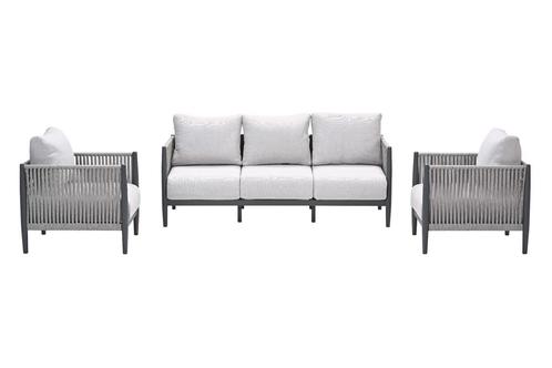 GI Diamo stoel-bank loungeset (3-delig) - Carbon Black/Zand, Tuin en Terras, Tuinsets en Loungesets, Loungeset, Nieuw, Overige materialen