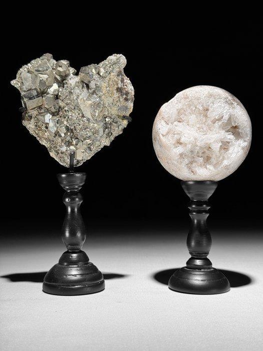 Geen minimumprijs - Paar prachtige pyriet en kwarts, Antiek en Kunst, Kunst | Designobjecten