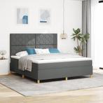 vidaXL Boxspring Bed met Matras & LED Donkergrijs 180x200 cm, Eenpersoons, Verzenden, Nieuw, 80 cm