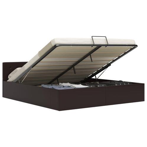 vidaXL Bedframe met opslag hydraulisch kunstleer grijs, Huis en Inrichting, Slaapkamer | Bedden, 80 cm, 200 cm, Grijs, Eenpersoons
